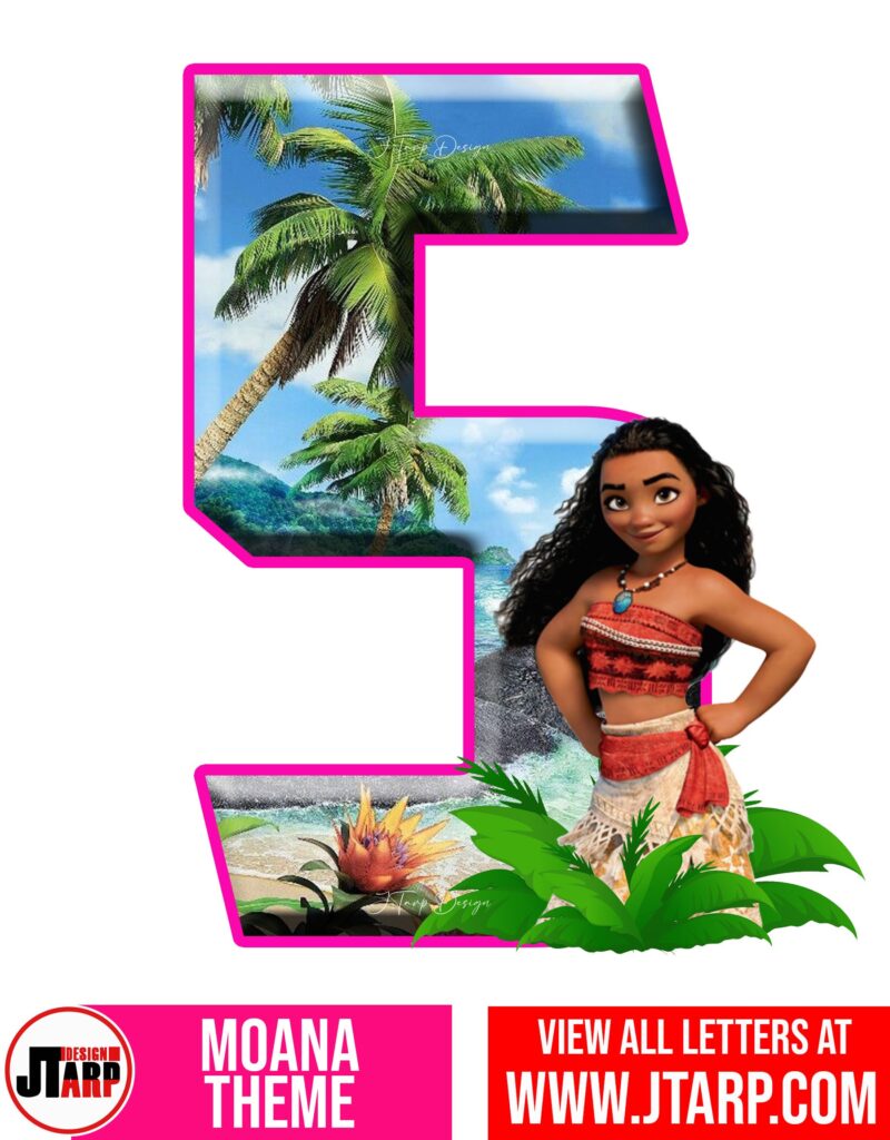 Moana Free Printable Number 5