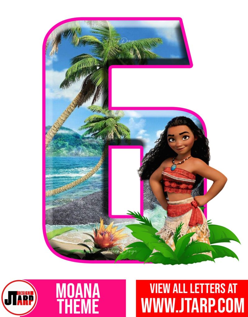 Moana Free Printable Number 6