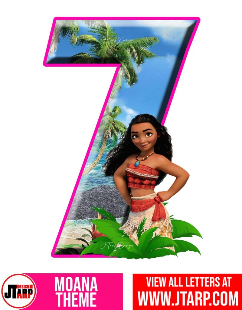 Moana Free Printable Number 7