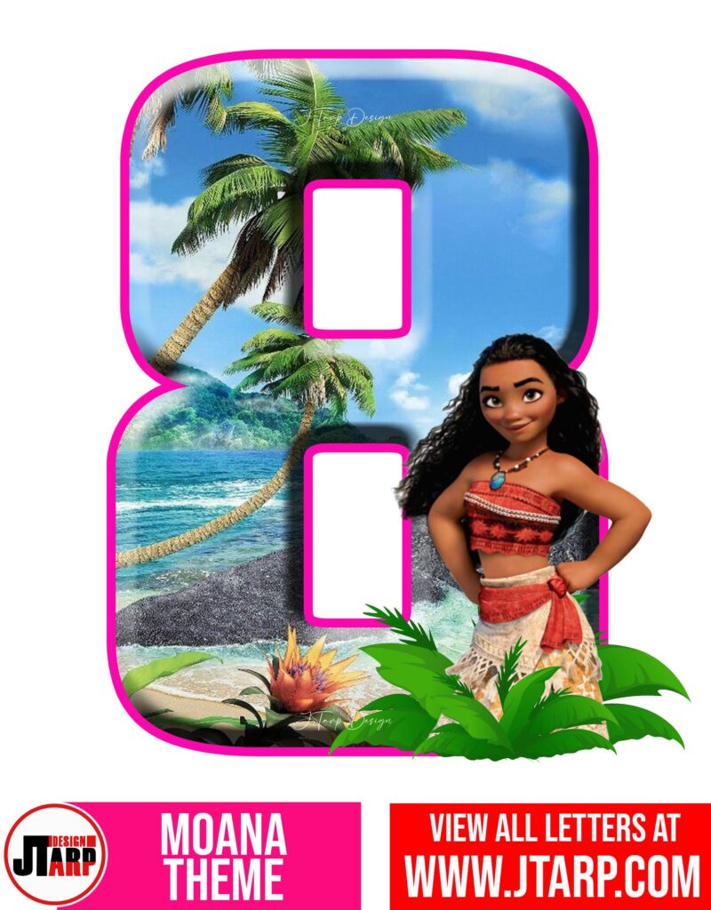 Moana Free Printable Number 8