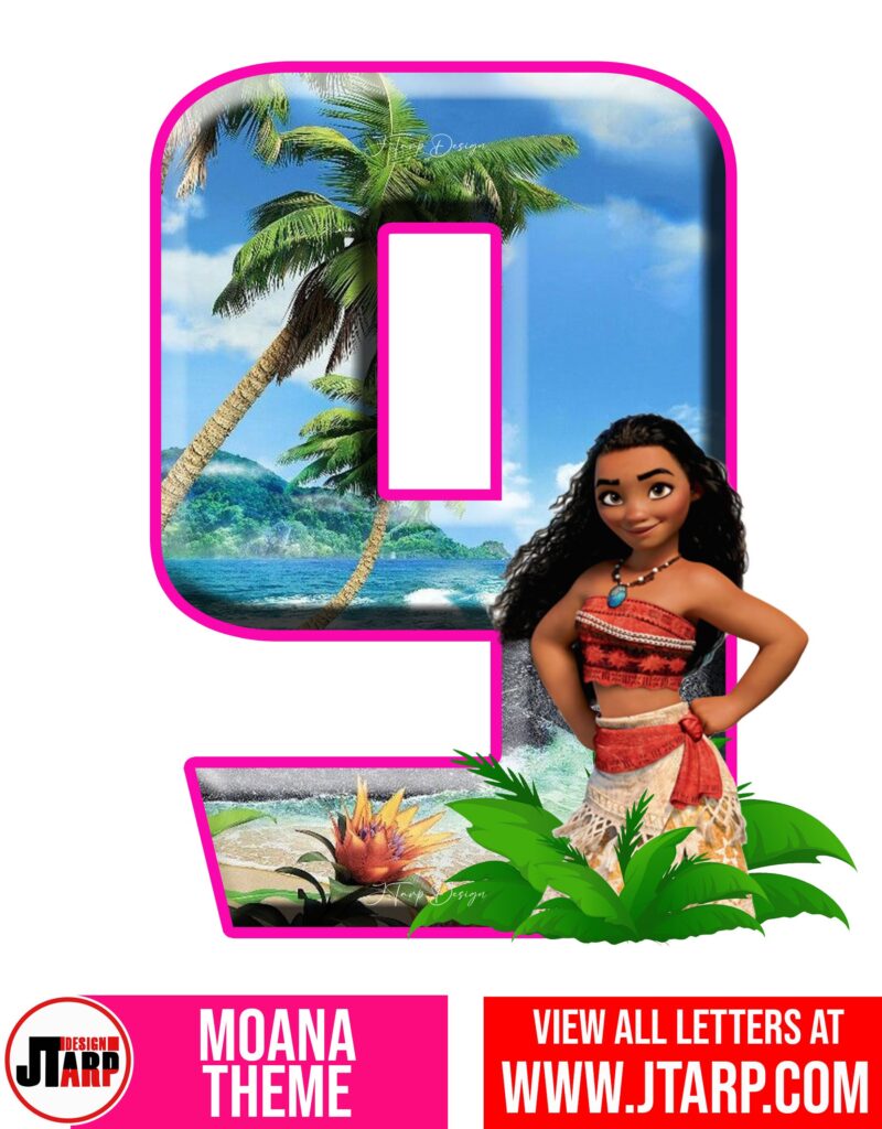 Moana Free Printable Number 9