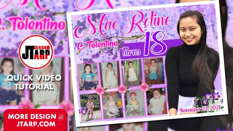 Quick Video Tutorial Violet Theme Birthday Tarpaulin Design