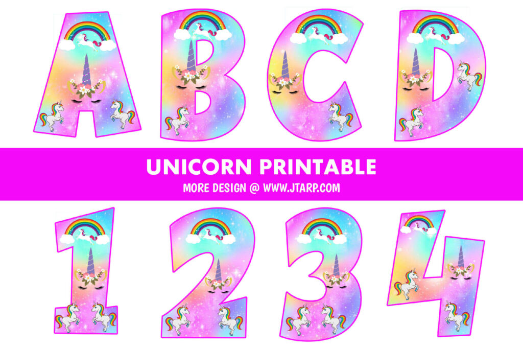 Unicorn Printable Letters and Numbers Thumbnail