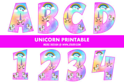Unicorn Printable Letters and Numbers Thumbnail