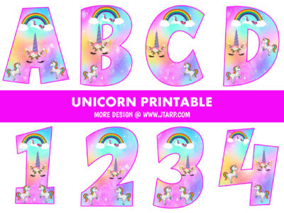 Unicorn Printable Letters and Numbers Thumbnail