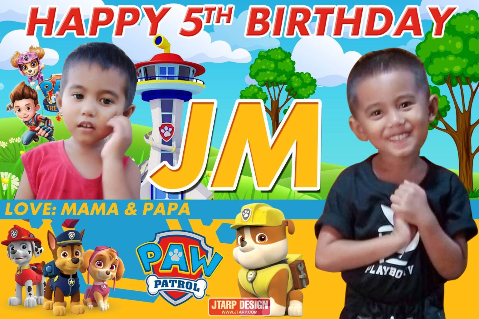 2x3 HAPPY 5TH BIRTHDAY JM Paw Patrol Theme