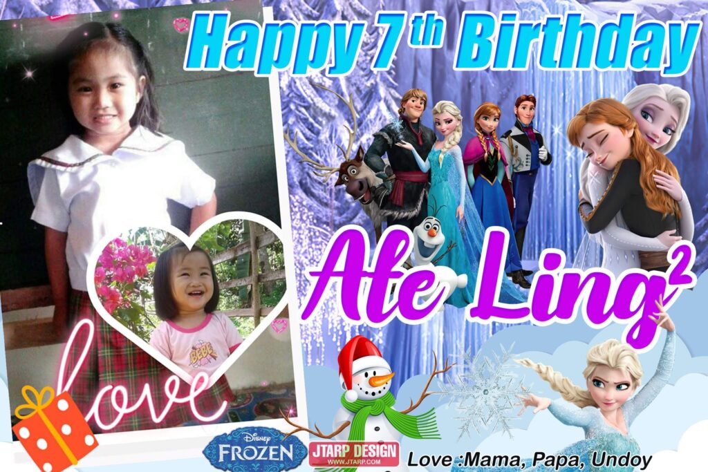 2x3 Happy 7th Birthday Ate ling2 Frozen Theme Tarpaulin Design