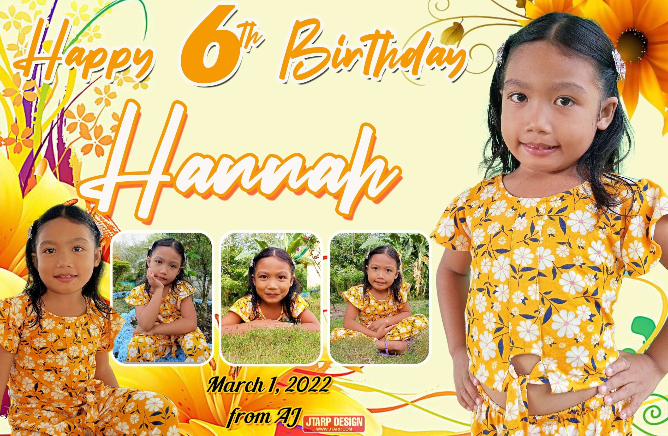 3x2 Hanna 6th Birthday Yellow Floral Theme V2