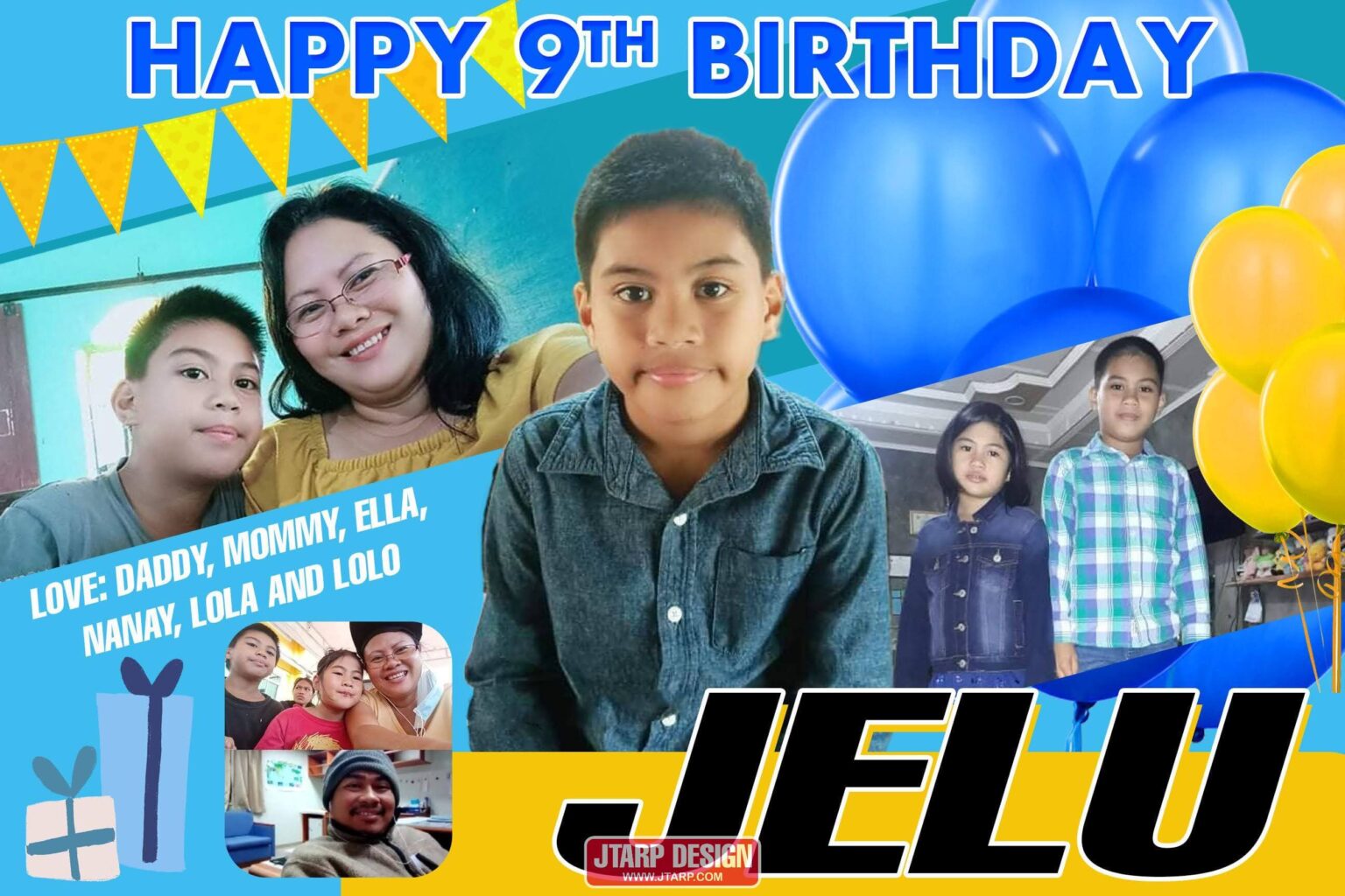 3x2 Happy 9th Birthday Kuya Jelu Balloon and Cake