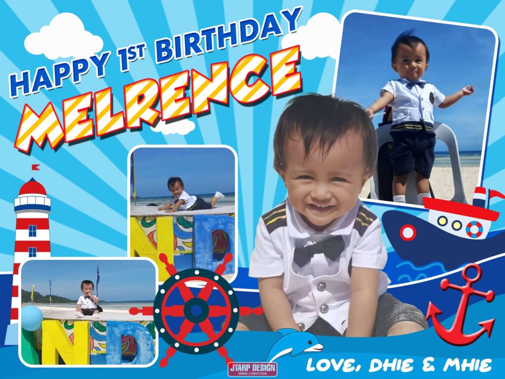 3x4 Happy 1st Birthday Melrence Nautical Theme