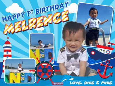 3x4 Happy 1st Birthday Melrence Nautical Theme