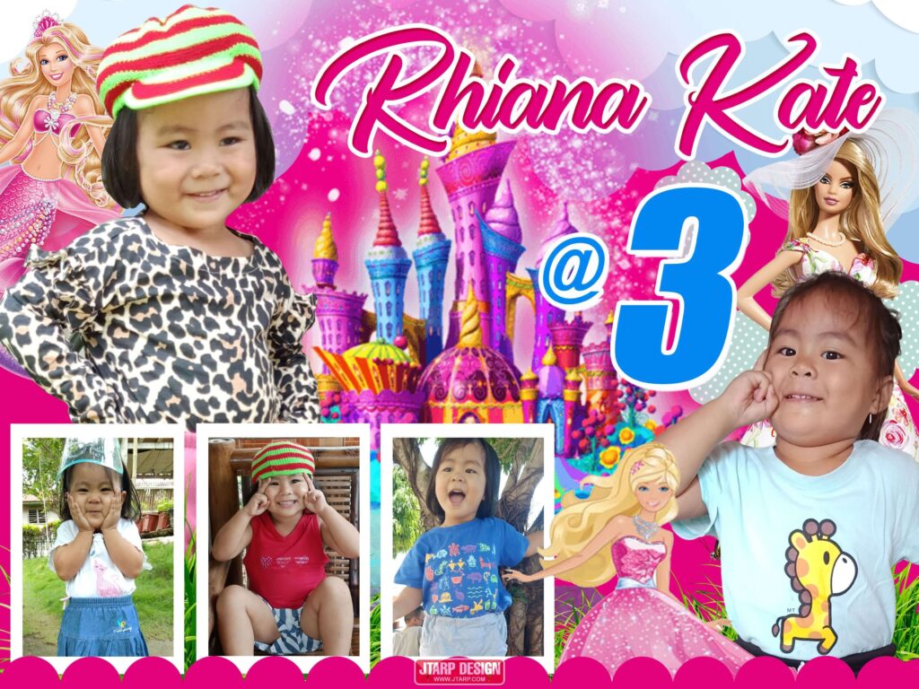 3x4 RHIANA KATE @ 3 Barbie Theme Birthday Tarp Design