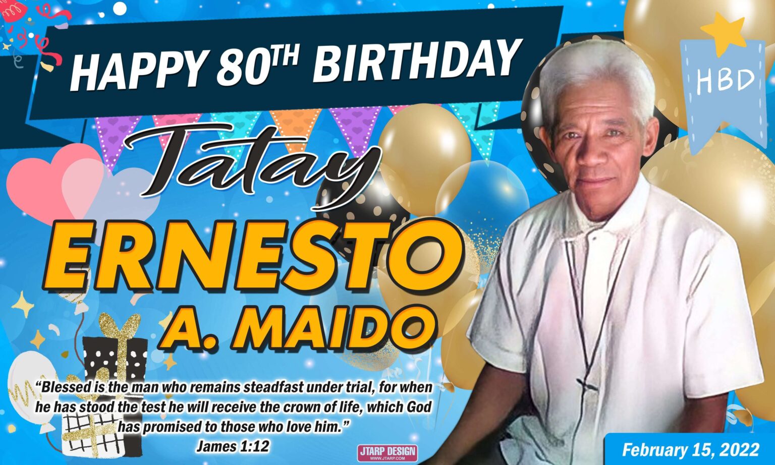 3x5 80th Birthday Tarpaulin Design