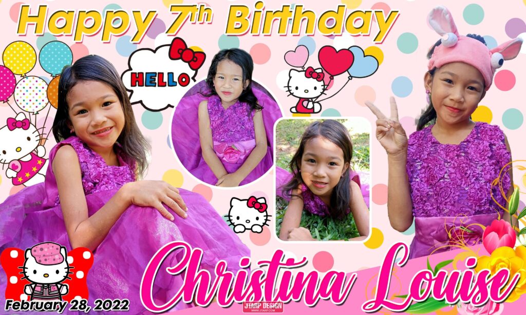 3x5 Happy 7th Birthday Christina Louise Hello Kitty Theme Tarpaulin Design