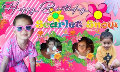 3x5 Happy Birthday Scarlet Snow Pink Flower Theme