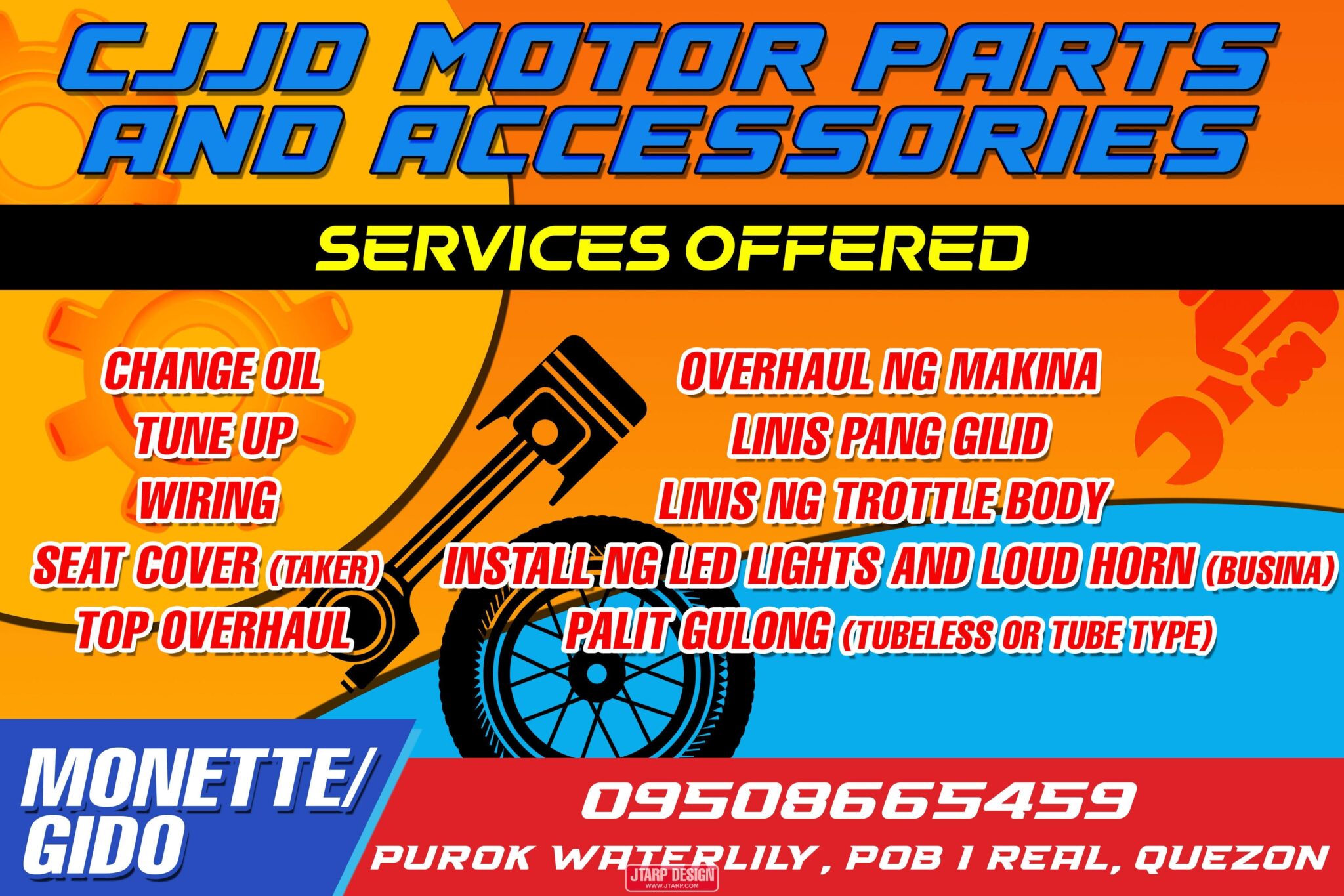 Motor Parts and Accessories Business Tarpaulin Design
