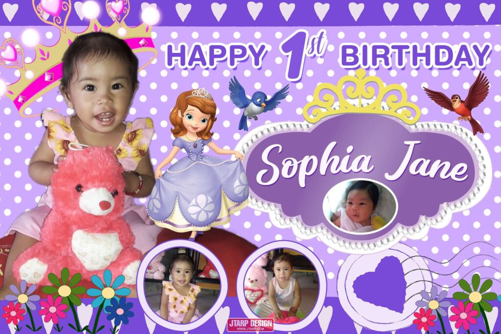 3x2 Happy 1st Birthday Sophia Jane Sofia the first Design