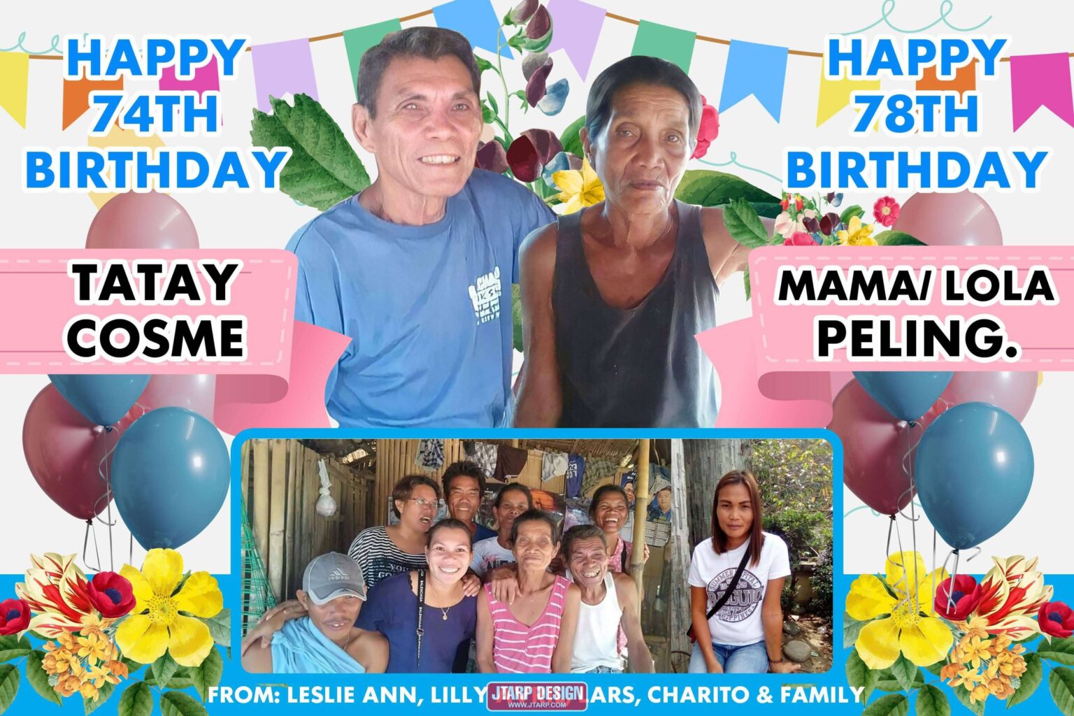 3x2 Happy 74th Birthday Tatay Cosme and 78th Birthday Mama Lola Peling