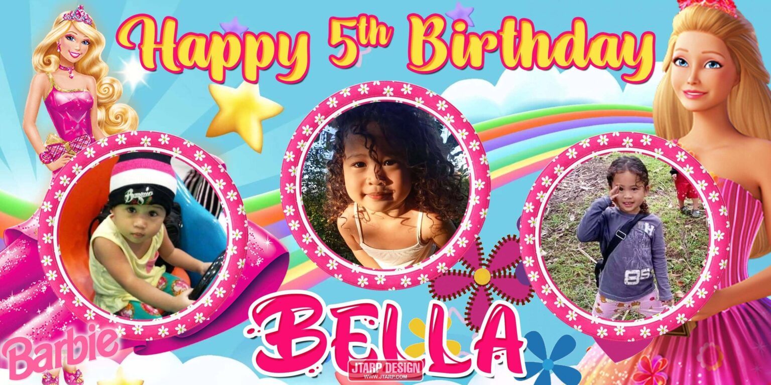 4x2 Happy 5th birthday Bella Barbie Theme Tarpaulin Design
