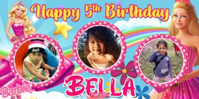 4x2 Happy 5th birthday Bella Barbie Theme Tarpaulin Design