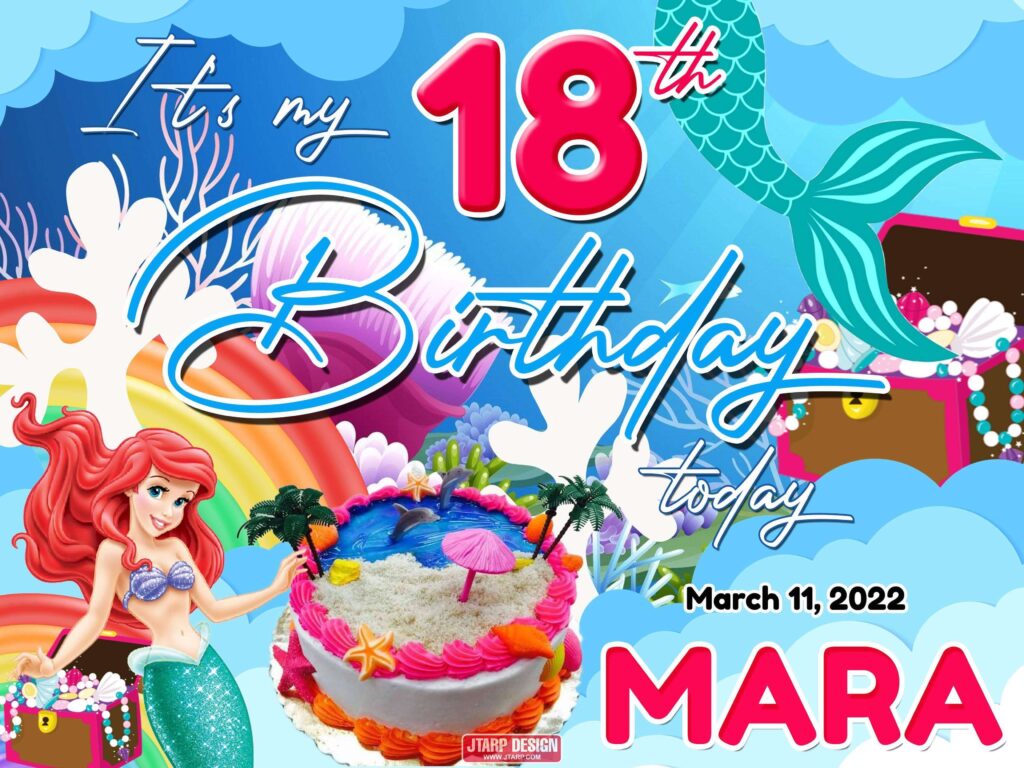 4x3 Mermaid Theme 18th Birthda V2