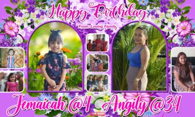 5x3 HAPPY BIRTHDAY JEMAICAH @4 and ANGILY @34