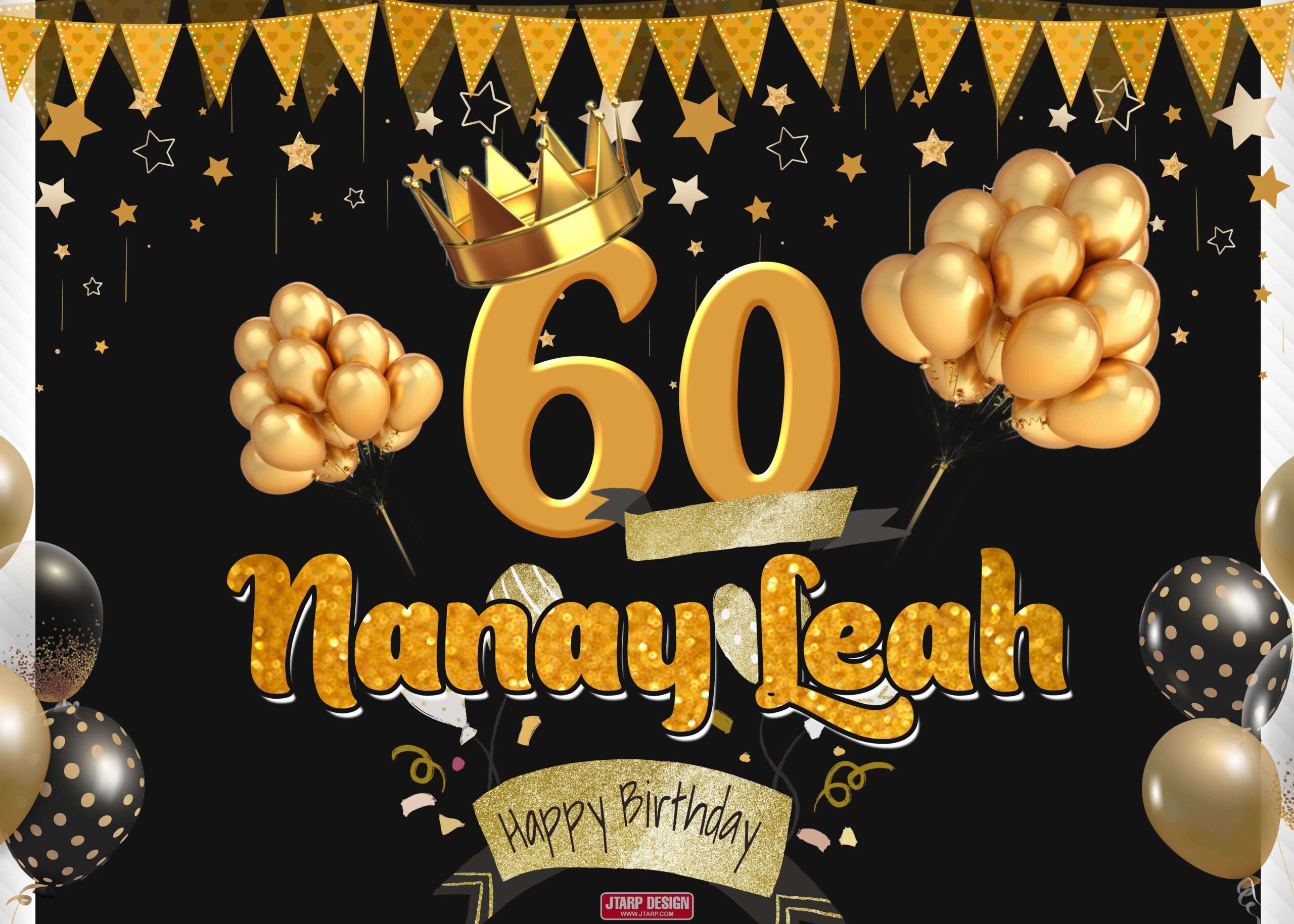 Black and Gold Theme Backdrop Birthday Tarpaulin Design - Birthday