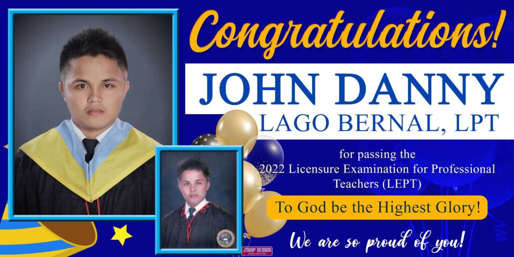 8x4 Congratulations JOHN DANNY for passing the 2022 Licensure Examination 2