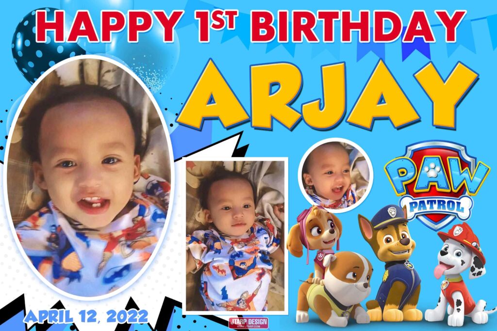 3x2 Happy 1st Birthday Arjay Paw Patrol Tarpaulin Layout