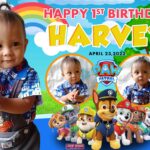 3x2 Happy 1st Birthday Baby Harvey Paw Patrol Theme
