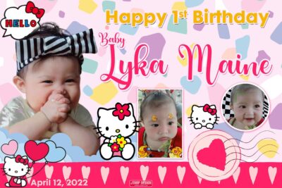 3x2 Happy 1st Birthday Baby Lyka Maine Hello Kitty Tarpaulin Design