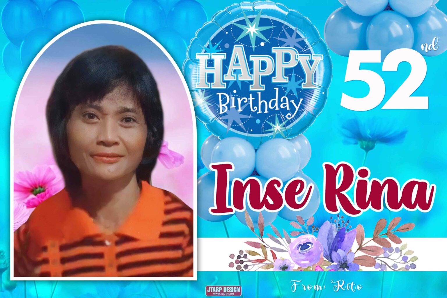 3x2 Happy 52nd Birthday Inse Rina