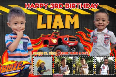 3x2 HAPPY 3RD BIRTHDAY LIAM BLAZE AND THE MONSTER MACHINE