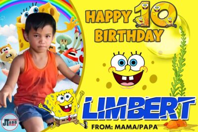 3x2 Happy 10th Birthday Baby Limbert Spongebob Squarepants Theme