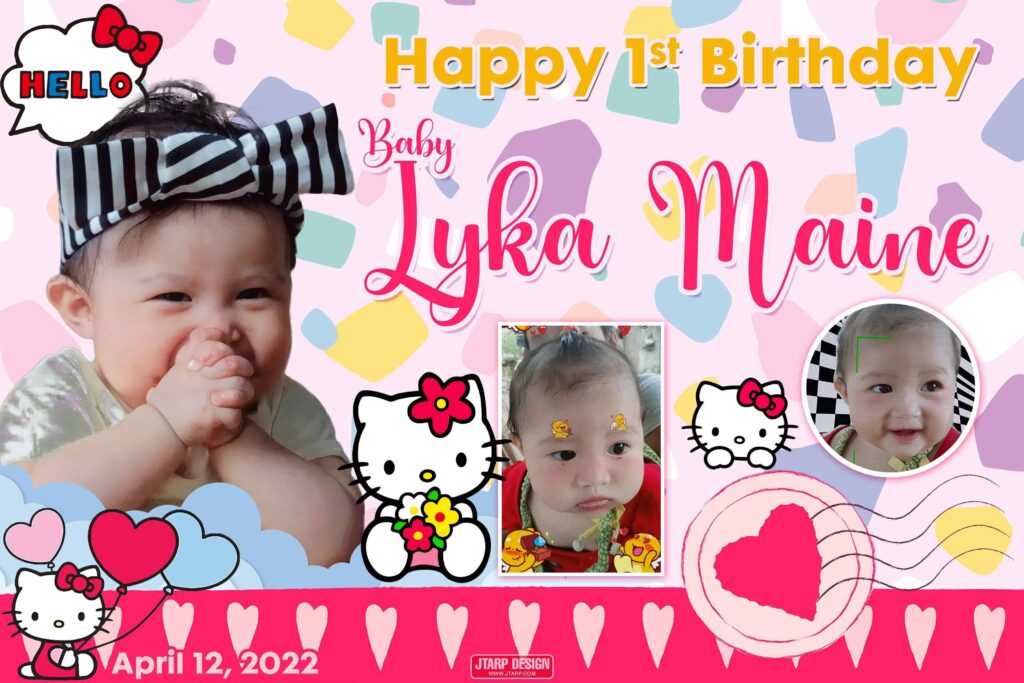 3x2 Happy 1st Birthday Baby Lyka Maine Hello Kitty Tarpaulin Design