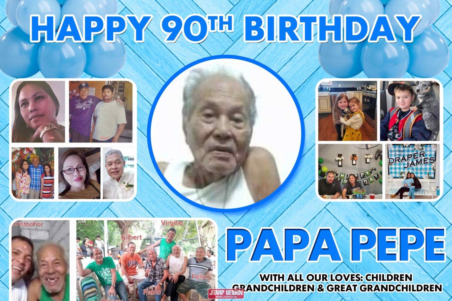 3x2 Happy 90th Birthday Papa Pepe