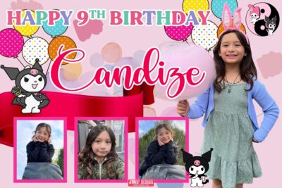 3x2 Happy 9th Birthday Candaze Hello Kitty Theme Tarpaulin Design