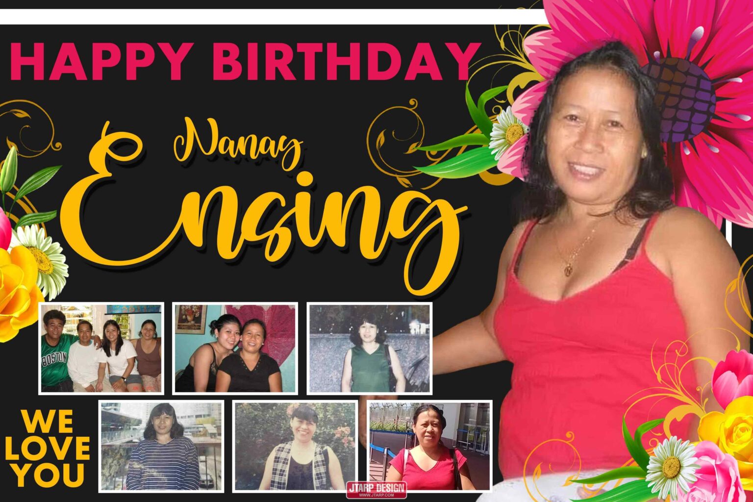 3x2 Happy Birthday Nanay Ensing Yellow and Black Motif