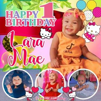 3x3 Happy 1st Birthday Lara May Hello Kitty Tarpaulin Design