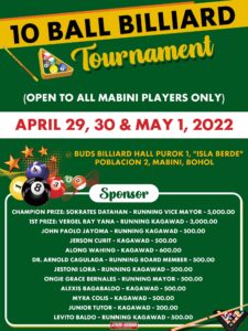 3x4 10 BALL BILLIARD TOURNAMENT