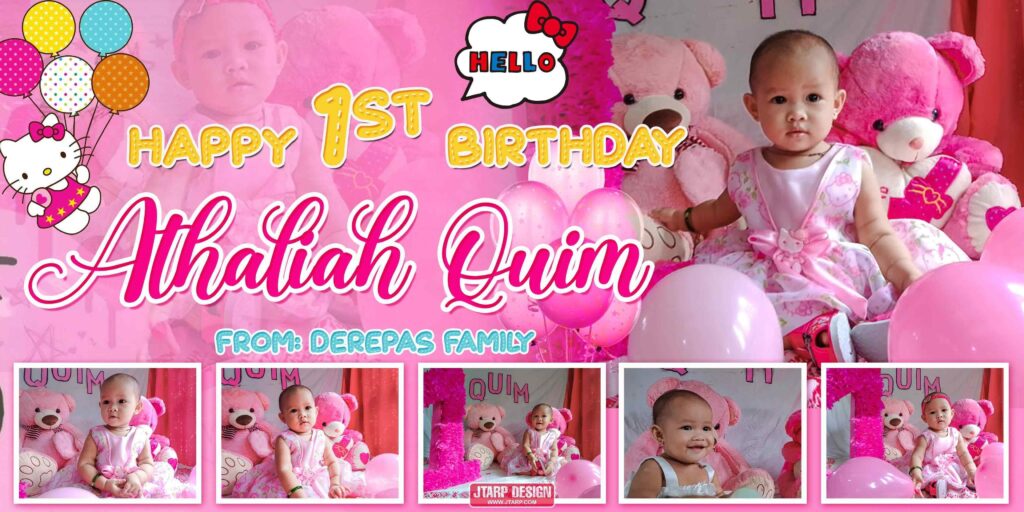 Hello Kitty 1st Birthday Pink Tarpaulin Layout - Birthday