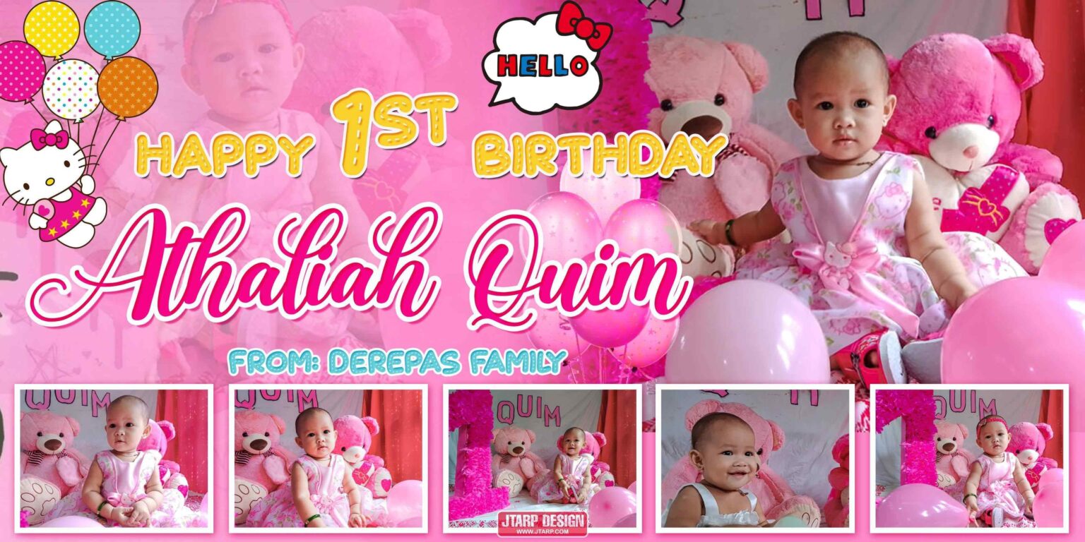 4x2 Happy 1st Birthday Birthday Athaliah Quim