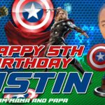 4x2 Happy 5th Birthday Austin Captain Ameraica Tarpaulin Design
