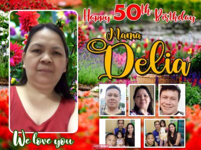 4x3 HAPPY 50th BIRTHDAY MAMA DELIA Flower Garden Theme