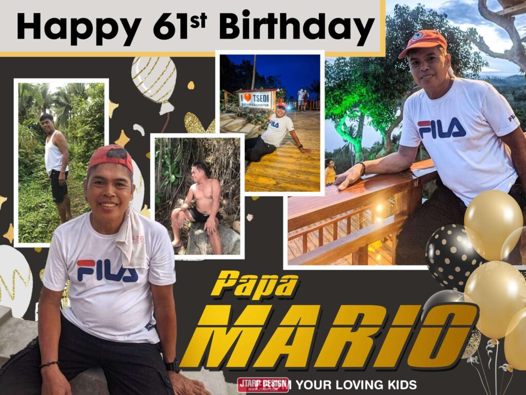 4x3 HAPPY 61st BIRTHDAY PAPA MARIO Black Theme