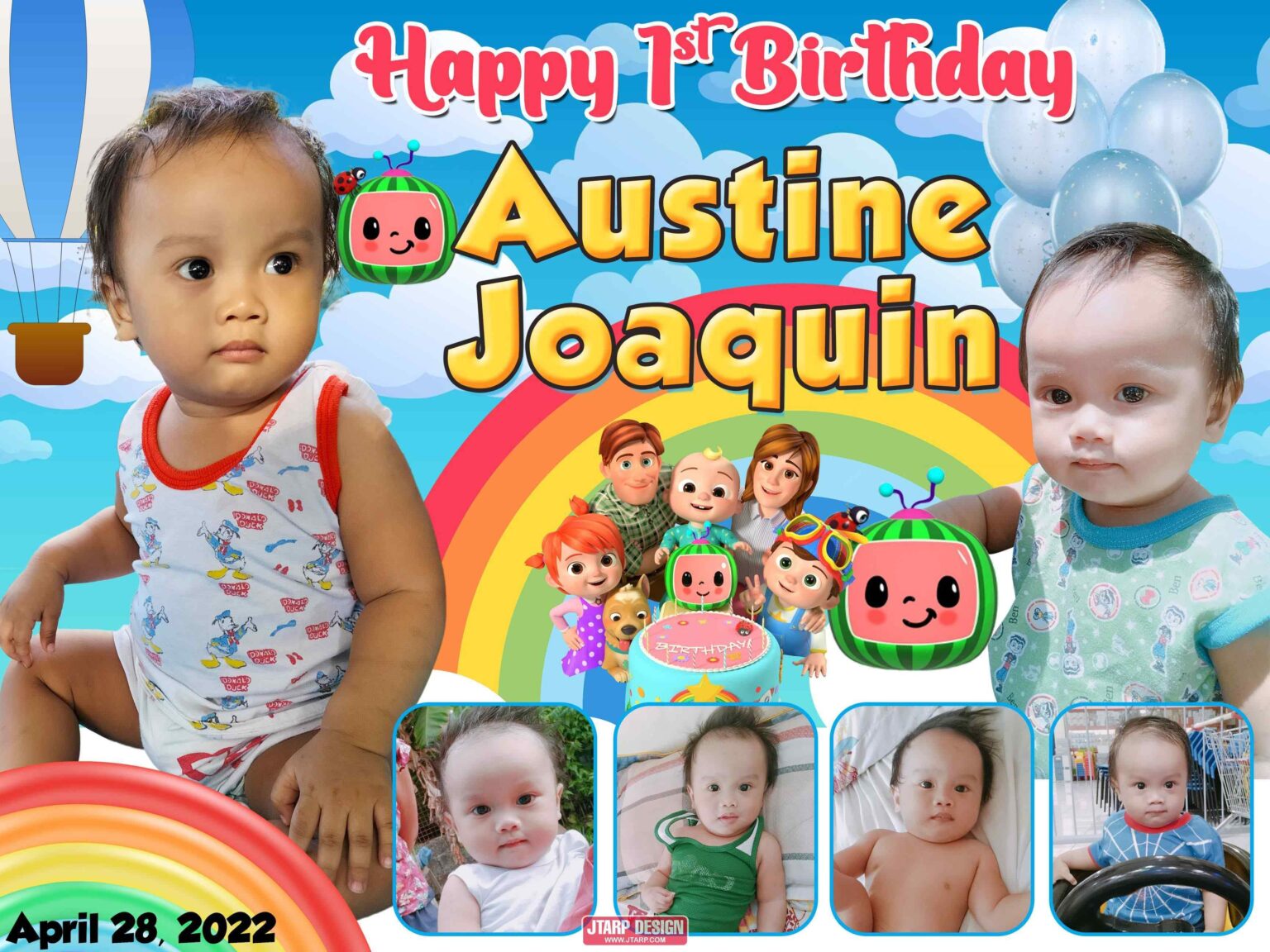 4x3 Happy 1st Birthday Austine Joaquin Cocomelon Tarpaulin Design