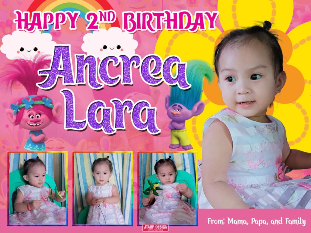 4x3 Happy 2nd Birthday Ancrea Lara Trolls Tarpaulin Design