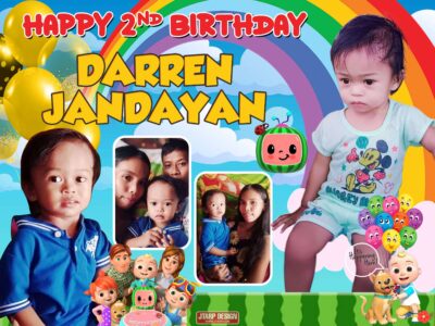 4x3 Happy 2nd Birthday Darren Jandayan Cocomelon Theme Tarpaulin Design