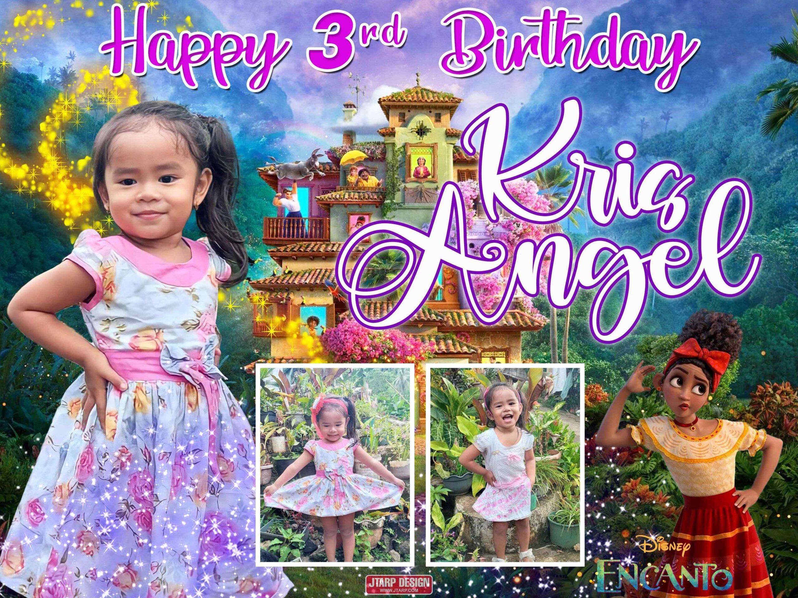 4x3 Happy 3rd Birthday Kris Angel Dolores Encanto Theme TarpaulinDesign