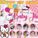 5x3 Happy 1st Birthday Baby Jhaira Hello Kitty Theme Tarpaulin Design